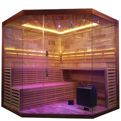 Reiner kanadischer Schierling/roter Cedar Corner Sauna Steam Room 6KW 220V mit Steinsalz-Raum
