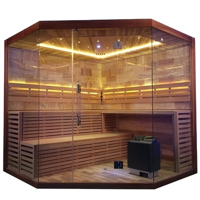Reiner kanadischer Schierling/roter Cedar Corner Sauna Steam Room 6KW 220V mit Steinsalz-Raum