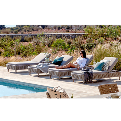 Garten-Patio-Pool Möbel-Pool Sun Seil im Freien gesponnenes Chaise Lounge Chair Khaki For