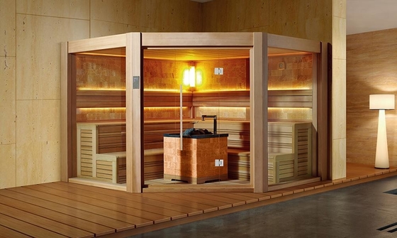 Fester hölzerner trockener Sauna-Luxusraum großer roter Cedar Wood Sauna