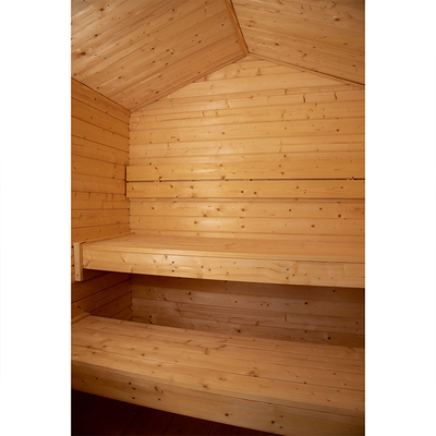 Traditionelle nordische gezierte hölzerne Dampf-Sauna-Kabine der Personen-4-6 im Freien